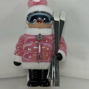 B&BW Pink and White Skier Wallflower plug with Silver Accents